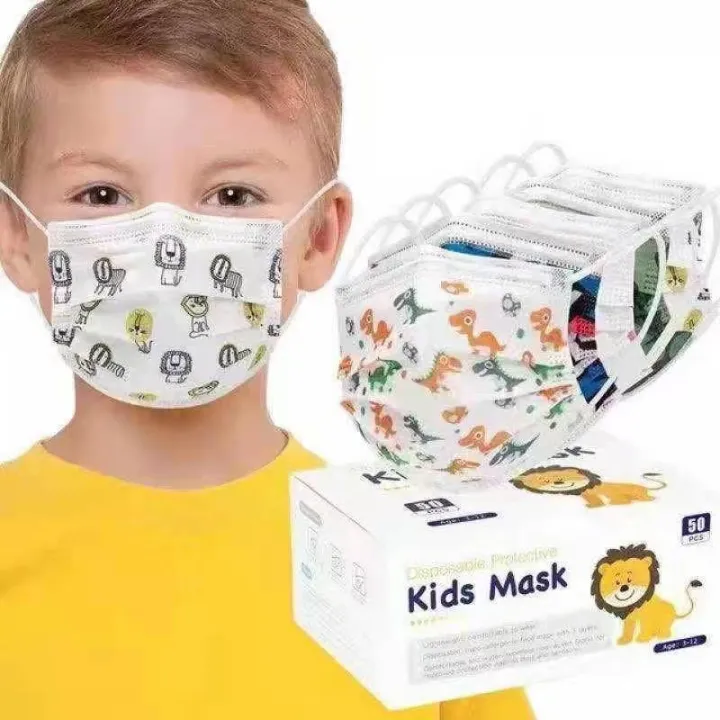 Xinda [50pcs] Kids Mask 3Ply Disposable Surgical face Mask BABY