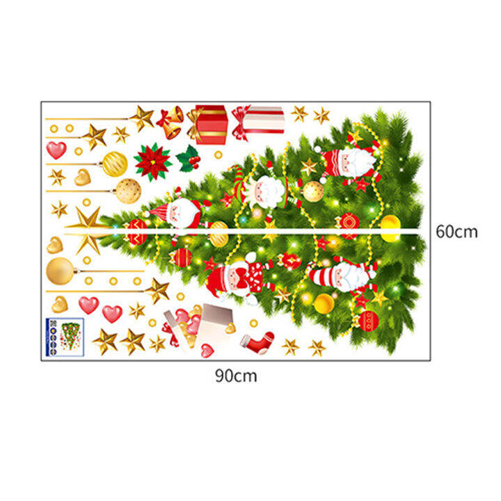 สติกเกอร์ติดผนังลายต้นไม้คริสต์มาสเครื่องประดับตกแต่งภายในเทศกาลคริสต์มาสสำหรับตกแต่งห้องนั่งเล่นห้องนอน