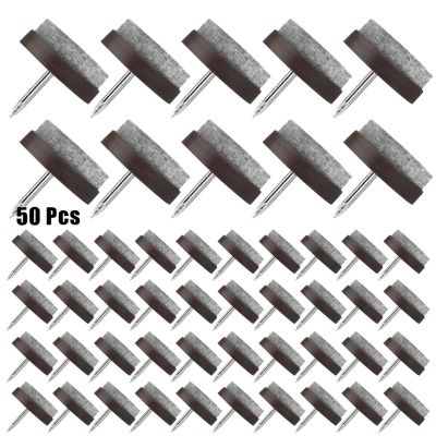 For Non-Slip Chair Glides Leg Felt Pads 50Pcs Chairs Suitable For Tables Felt High Quality Plastic Brand New Brown Furniture Protectors  Replacement P