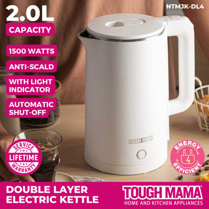 Tough Mama NTMJK2DL4 WHITE Electric Kettle Stainless Steel and Plastic
