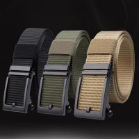 Men 39;s Fashion Ratchet Nylon Belt Heavy Duty Automatic Slide Buckle Belt for Work Outdoor Sports Golf Pants Trousers Jeans-Black