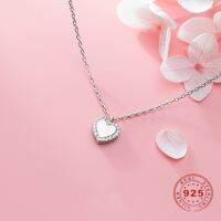 【Free-delivery】 Gift Pop 925สร้อยคอเงิน Rose Heart จี้หญิง Glossy Rhinestone แฟชั่นเครื่องประดับสำหรับผู้หญิงของขวัญวันวาเลนไทน์1PC