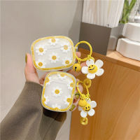 Fundas for Pro Case Korean Flower Cute Daisy Pendant Keyring Headphone Case for Air Pods 12 3 Soft Earphone Cover