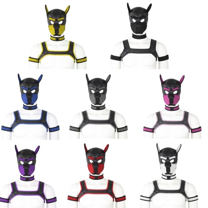 removable-puppy-hood-full-face-mask-with-collar-chest-harness-belt-sexy-sm-fetish-gay-body-dog-cosplay-costume-for-dropshipping