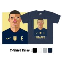 เสื้อยืดคอกลมPSM เสื้อยืดลายนักฟุตบอล ลาย K.Mbappe ชุดฟุตบอลทีมชาติฝรั่งเศษ ฟุตบอลโลก 2022 S-5XL