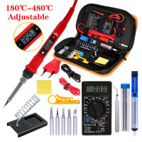 Soldering iron kit with Digital Multimeter ACDC 80W 220V Adjustable Temperature welding solder tip Welding Tool Kits