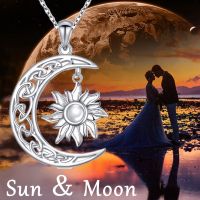 Sophisticated Fashion Silver Plated Sun and Moon Necklace Retro Swirl Filigree Unisex Jewelry Teen Accessories Birthday Gifts Fashion Chain Necklaces