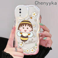 Chenyyka เคส A10 M11 A11ลายการ์ตูน Bee Chibi Maruko-Chan ดีไซน์ใหม่เนื้อครีมลายคลื่นกรอบนุ่มกันกระแทกแบบใสเคสมือถือโปร่งใสลายกล้องถ่ายรูปเรียบง่ายอ่อนโยนป้องกัน