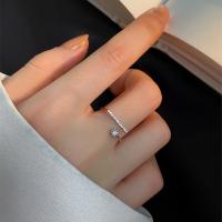 2022 New 925 Sterling Silver Geometric Flash Diamond Open Ring Fashion Personality Index Finger Ring Womens Party Jewelry Gift