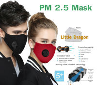 หน้ากากอนามัย กรองฝุ่นPM2.5 มีวาล์วช่วยหายใจ พร้อมแผ่นกรองPM2.5 2แผ่น สีGrey