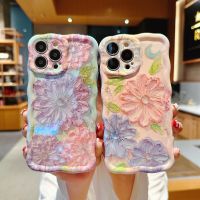 Suitable For iPhone 14 Fashion Blue light flower Pattern Phone Case 13Promax 12 11 Pro Max Luxury Shockproof TPU Soft Cover