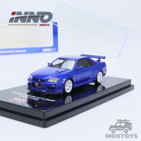 อินโน1:64 NISSAN SKYLINE GT-R (R34) V-Spec II Nur ดาบปลายปืนสีน้ำเงินรถโมเดล Diecast