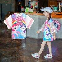 Ready Stock Promotion Girls Short-Sleeved T-Shirt Baby Girl Dress Cute Cartoon Pattern Children Mid-Length One-Piece