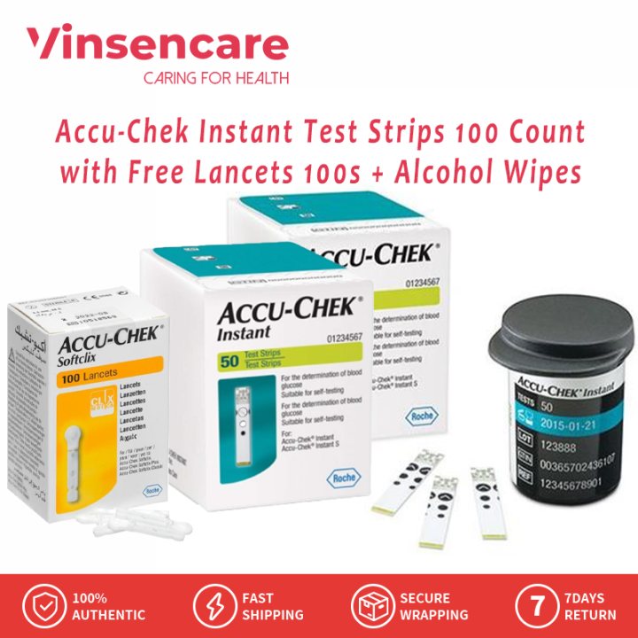 Viancare Accu-Chek Instant Test Strips 100 Count with Free Lancets 100s ...