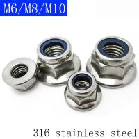 M6 M8 M10 316 Baja Tahan Karat Flanged Nyloc Nuts Flange Nylon Insert Locking Nut Heksagonal Nuts