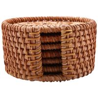 36Pcs/ Drink Coasters Set for Kungfu Tea Accessories Round Tableware Placemat Rattan Weave Cup Mat Pad Diameter 8cm