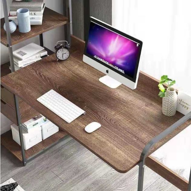 โต๊ะทำงาน-โต๊ะคอมพิวเตอร์-โต๊ะเล่นเกมา์-พร้อมชั้นวางหนังสือด้านข้าง-พร้อมลิ้นสิ้นชัก2-ช่อง-table-computer