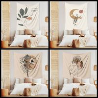 Nordic Morandi Girl Flower Tapestry Creative Art Abstract Painting Hanging Cloth Wall Background Cloth Wall Decor