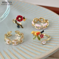 MIAOYA Fashion Jewelry Shop แหวนเงินผสมนกสำหรับผู้หญิงช่องเปิดปรับได้อุปกรณ์เสริมทองแดงของขวัญปีใหม่