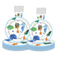 Ocean Theme Tableware Seahorse Conch สาหร่ายผ้าเช็ดปากถ้วยใต้ทะเล Happy Birthday Party Decor เด็ก Babyshower