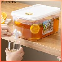 CHANFEN 5L ขวดฟองสบู่เย็นกระบอกน้ำตู้เย็นเย็นสีขาวพร้อมก๊อกน้ำใส่กาน้ำผลไม้