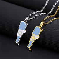 Stainless Steel Argentina Map Flag Pendant Necklace New Jewelry for Men Women Geometric Ethnic Accessories Patriotic Gift