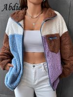 【CW】 Abdieso 2022 Faux Fur Loose Jacket Coat Fashion Sleeve Patchwork Warm Coats Outwear