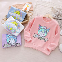 Kawaii Sanrio Kuromi อะนิเมะเด็กแขนยาวฤดูใบไม้ร่วงใหม่น่ารัก Cinnamoroll การ์ตูน Hoodie รอบคอเสื้อผ้าของเล่นน่ารัก Girls