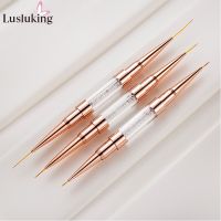 Rose Gold Double-headed Line Drawing Pen Nail Art UV Gel Liner Painting Brushes Drawing Flower Striping Design 5+7/9+12/15+20mm Artist Brushes Tools