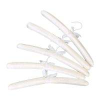 5 X White Satin Padded Clothes Hook Hanger