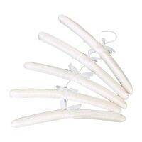 5 X White Satin Padded Clothes Hook Hanger