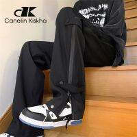 Canelin Kiskha Spring New Hong Kong Style Outdoor Functional Waterproof Assault Pants Mens Slit Zipper Casual Pants