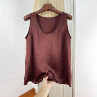 Spot Gorgeous Noble Nobility Wrinkle Sleeve -Free Vest Female Summer Fashion Versatile Feels U -Collar Thinner T -Shirt
