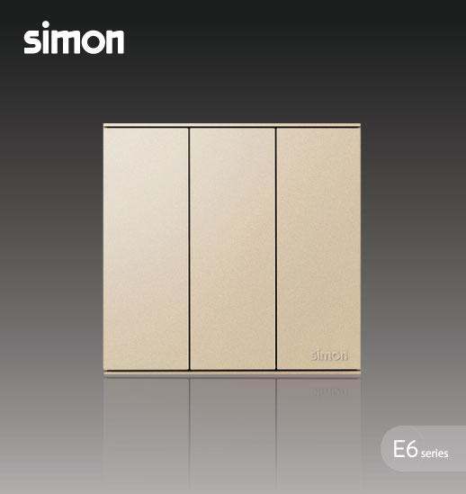 Simon E6 Series 3 Gang 1 Way Switch Champagne Color Lazada