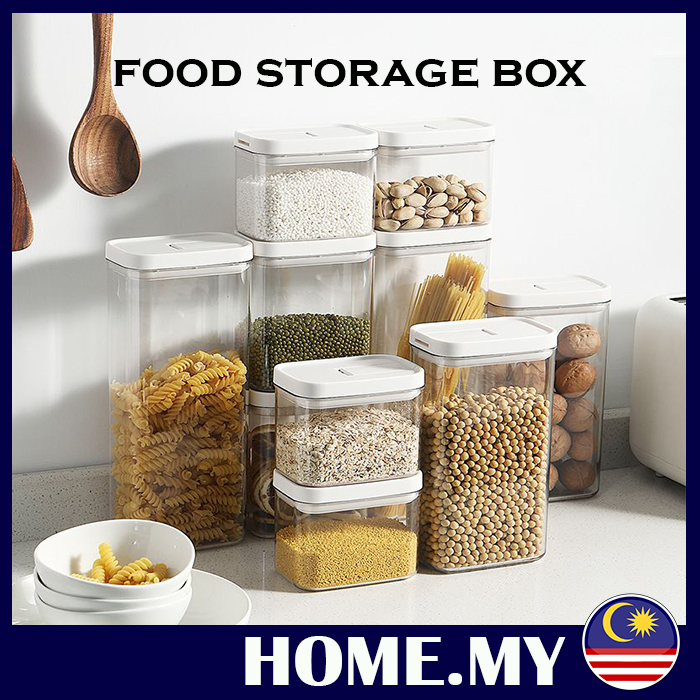 Airtight Food Storage Container Stackable Plastic Kitchen Bekas Makanan