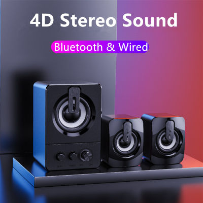 Computer Speaker 4D Surround Sound Mini Subwoofer Music Speaker for Laptop Notebook PC Phone Stereo Bluetooth Loudspeaker