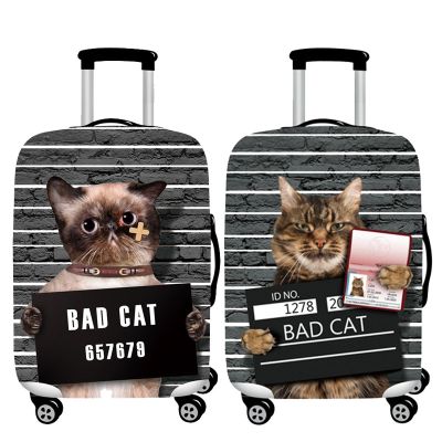 Cute Prison Cat Luggage Protective Cover Thicken Elastic Suitcase Case Covers 18-32 Inch Trolley Dust Cover Travel Accessories