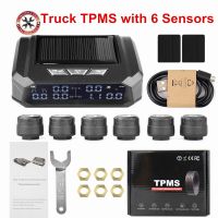 ✾✤▦ Universal Truck TPMS With 6 External Sensors Tire Pressure Monitor Solar USB Charging Tyre Pressure Monitor for Truck Safety