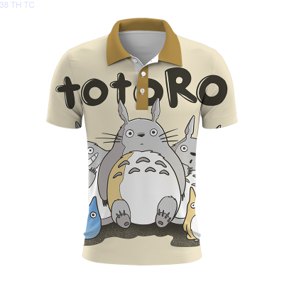 【high quality】  Hayao Miyazaki Mens Polo Shirt Casual Short Sleeve Oversized Mens Shirt Summer Anime Print with Button