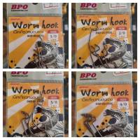 Worm Hook เบ็ดเกี่ยวหนอนยาง ตะขอหนอนยาง BPO ขนาด 1/0, 2/0, 3/0, 4/0 บรรจุซองละ 4 ตัว ใช้สำหรับเกี่ยวหนอนยางหรือกบยาง ตัวเบ็ด คม แข็งและเบา