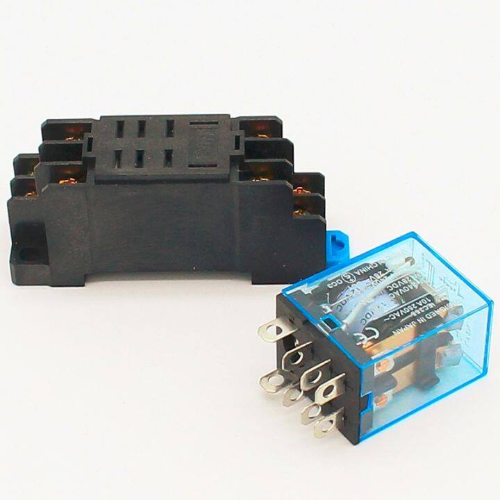 10a-รีเลย์-dpdt-12vdc-24vdc-110vac-220vac-ly2nj-รีเลย์สำหรับการใช้งานทั่วไป-ly2n-พร้อมรีเลย์ฐานซ็อกเก็ต8พินสวิตช์รีเลย์-ly2