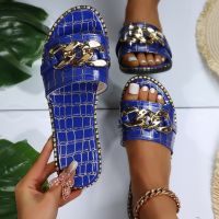 Hot sell Classic Designer New 2023 Women Flat Flip Flops Chain Sandal Slippers Shoes Women Lady Flats Slippers Sandals Shoes Woman