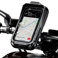 ▨♧☊ ที่วางโทรศัพท์มอเตอร์ไซค์กันน้ำ Bike Phone Mount Case Bag Mobile Holder 360° Rotation Aluminum Base for 4.7 -7.2 Cellphones