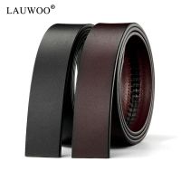 【CW】 LAUWOO Brand Belt 100 Pure Cowhide Strap No Buckle Genuine Leather Belts Automatic For Men High Quality