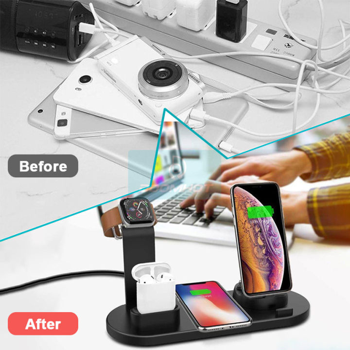 doomhot-4-in-1-wireless-charger-10w-bracket-station-fast-charging-stand-usb-สำหรับนาฬิกาหูฟัง-iphone-8-samsung-s9-huawei-maters-xiaomi-10เครื่องชาร์จตั้งโต๊ะ