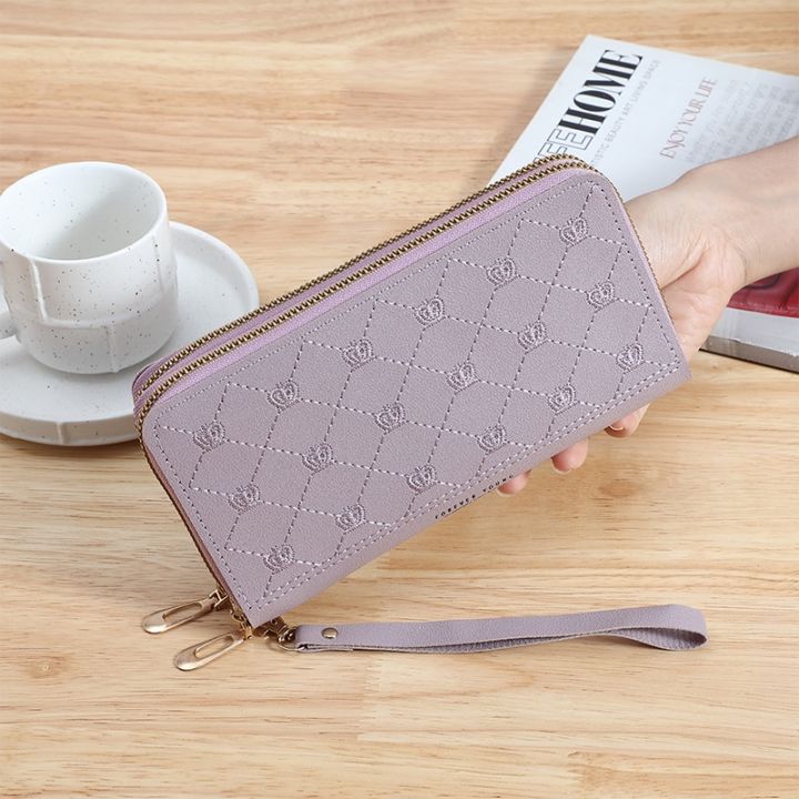 Fashion Printed Long Wallet, Women's Double Zipper Clutch Purse