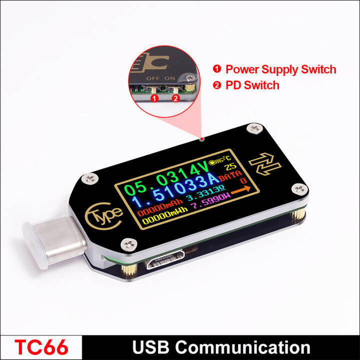 tc66tc66c-tc64-type-c-pd-trigger-usb-c-voltmeter-ammeter-voltage-2-way-current-meter-multimeter-pd-charger-battery-usb-tester