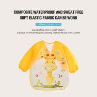 1PCS Yellow Waterproof EVA Long Sleeve Bib Blouse Childrens Eating Apron Free Hand Washing Aprons