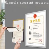 Magnetic Sign Holder Business License Photo Frame Double Sided Window Self-Adhesive Frames Durable PVC Display Frame for Office