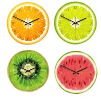 ZZOOI Acrylic European Creative Living Room Fruit Wall Clock Lovely Non-ticking Clock Living Room Kitchen Bedroom Office Decor